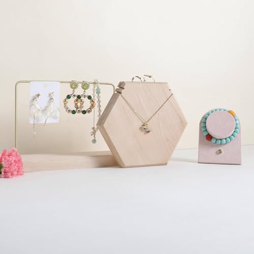 Wooden Necklace Display Stand for selling, White Hexagon Jewelry Holder for Show, Necklace Retail Jewelry organizer photography props【Hexagon Necklace holder-Large-White】 - color: White, size: Large