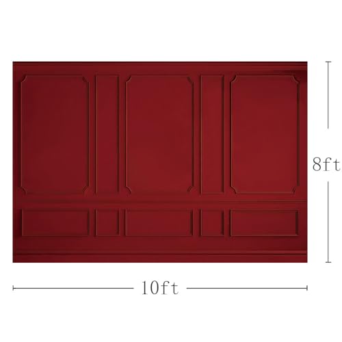 MEHOFOND 10x8ft Christmas Red Wall Photography Background, Vintage Castle Room European Wall Christmas Party Decorations, Red Retro Wall Xmas Holiday Party Kids Family Portrait Decor, Photo Props - size: 10x8ft
