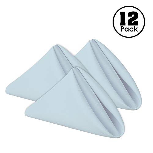 Gee Di Moda Cloth Napkins - 17 x 17 Inch Baby Blue Dinner Napkins - Set of 12 Soft & Absorbent Washable Fabric Cloth Table Napkins with Hemmed Edges for Hotel Restaurant, Holiday Parties & Wedding - color: Baby Blue