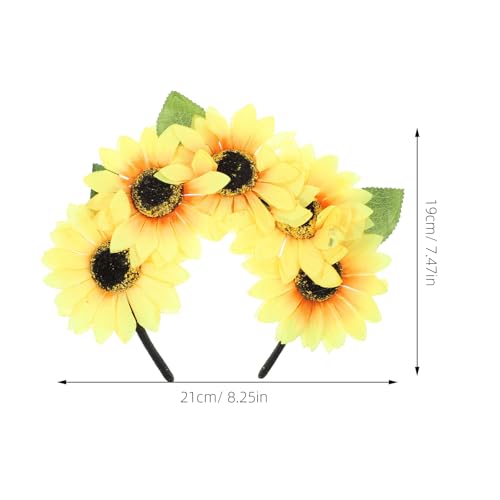 Beavorty Sunflower Flower Halloween Decor Halloween Decor Artificial Sunflower Hair Band Decorative Headwraps Yoga Headband Headpiece Bridal Photo Prop Womens Womens Boho Decor