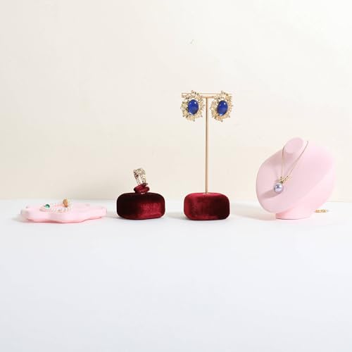 Cute Single Ring Holder for selling, Velvet Ring Display Stand for Jewelry Show, Jewelry Storage Display【Red】 - color: Red