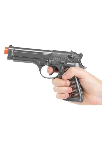 Silver Toy Gun Costume Accessory with Molded Details & Orange Safety Tip for Halloween Outfit Accessories & Play Standard