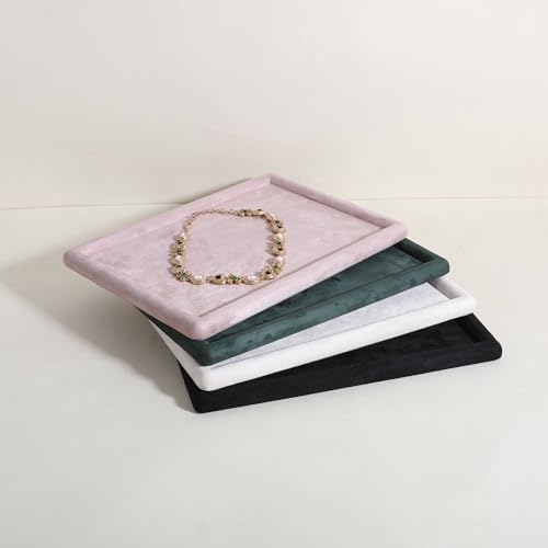 Gemehou velvet Jewerly display tray, Top Microfiber Jewelry storage organizer plate, Empty Jewelry showcase tray for Necklace Bracelet Ring Earring Watch (Pink-Medium, 11.8 x 8.7 in) - color: Pink, size: Medium