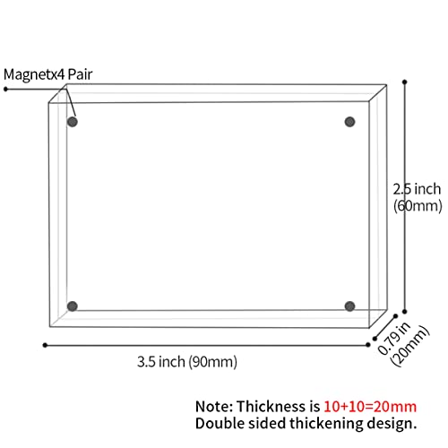 Sezanrpt Acrylic Picture Frames 2.5x3.5 inches, Clear Double Sided Magnetic Photo Block Frame,Desktop Frameless Picture Display, Wallet Small Picture Frames 2x3 - size: 2.5'' x 3.5''