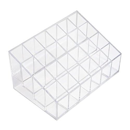 Transparent Cosmetic Makeup Organizer Clear 24 Lattices Lipsticks Cosmetic Lotion Makeup Organizer Storage Display Holder Stand - size: 5.75x3.75x1.75 Inch (Pack of 1)