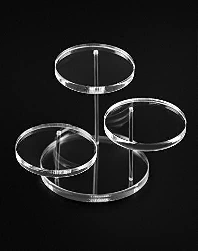 QWORK Mini 3-Tier Clear Acrylic Display Risers – Small Jewelry & Figurine Stand for Home, Storefront & Exhibits, 4 Pack - color: Clear, size: 3 Tier, 4 Pack