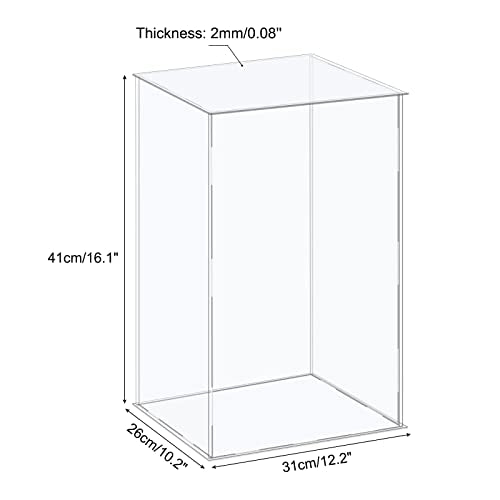 MECCANIXITY Acrylic Display Case Plastic Box Cube Storage Box Clear Assemble Showcase 12.2x10.2x16.1 Inch for Collectibles - size: 12.2x10.2x16.1 Inch