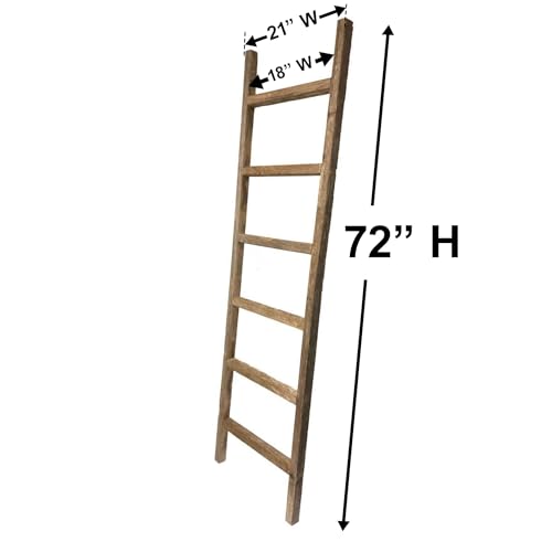 BARNWOODUSA Rustic Farmhouse Decorative Ladder - Our 6 ft Ladder can be Mounted Horizontally or Vertically and is Crafted from Upcycled Wood No Assembly Required White Wash - color: White Wash, size: 72"H x 21"W x 1.63"D