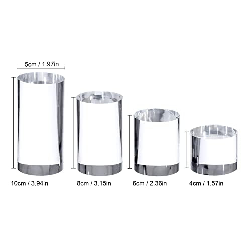 Clear Polished Acrylic Cube Cylinder Round Photo Props, Transparent Solid Acrylic Display Blocks for Photography Boutique Jewelry Cosmetic Crafts Closet Show, 4 Pcs (Transparent Cylinder) - color: Transparent Cylinder