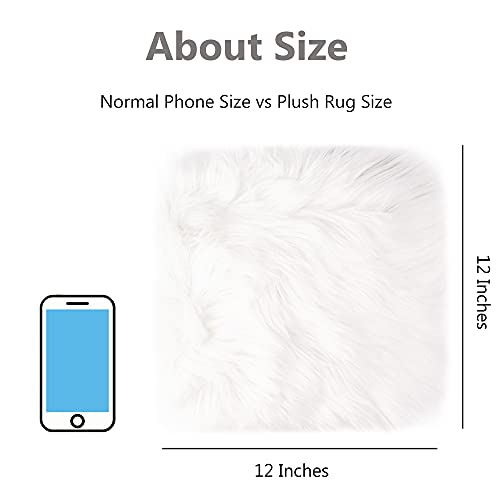 2Pack 12’’ Small Faux Fur Cushion Fluffy Plush Area Rug, Small Product Photo Background & Luxury Photo Props, Great for Tabletop Photography, Jewelry, Nail Art, Home Decor (Square, White + Pink) - color: Square, White + Pink