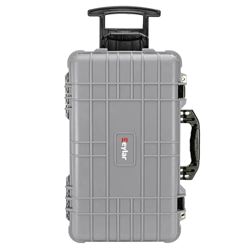 Eylar 22" Carry-On Travel Roller Gear, Camera, Drones, Tools, Equipment Hard Case Waterproof with Foam (Gray) - color: Gray
