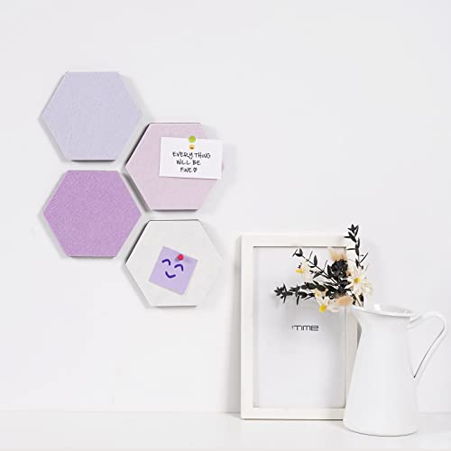 LAJAR 8 Pcs Hexagon Felt Bulletin Board Tiles, Self Adhesive Felt Pin Board Wall Tiles for Photos, Pictures, Memos (Pink) - color: Pink