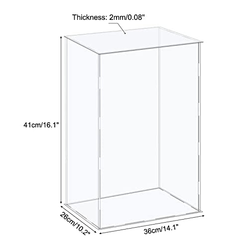 MECCANIXITY Acrylic Display Case Plastic Box Cube Storage Box Clear Assemble Showcase 14.1x10.2x16.1 Inch for Collectibles - size: 14.1x10.2x16.1 Inch