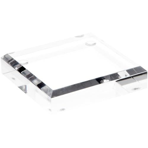 Plymor Clear Acrylic Square Beveled Display Base, 3" W x 3" D x 0.75" H - size: 3" x 3" x 0.75"