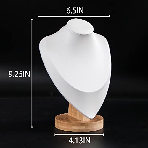 Coward PU Leather Necklace Display Stand Bamboo Chain Jewelry Holder Model Bust(white pu, 9.2") - color: White PU, size: 9.2" Hight