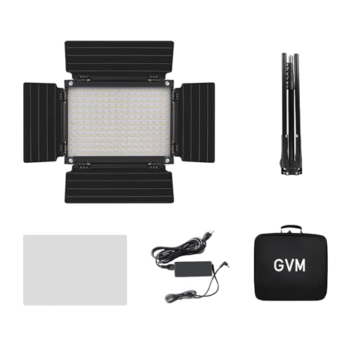 GVM Upgraded 680 RGB LED Video Light with Lightings Stand Kit, 50W Photography Lighting with Bluetooth Control, Studio Light with 18 Lighting Scenes, led Panel Lights for Video Recording, 8500lux/0.5m - size: 1 Pack with Light Stand