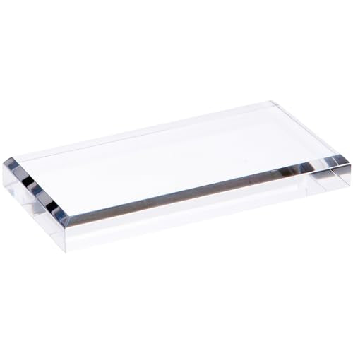 Plymor Clear Acrylic Rectangular Beveled Display Base, 4" W x 2" D x 0.5" H - size: 4" x 2" x 0.5"