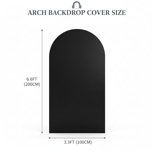 Double Sided 6.6FT Black Arch Backdrop Cover Spandex Fitted Stretchy Arch Covers for Wedding Birthday Party Bridal Baby Shower Ceremony - color: Black, size: 6.6FT