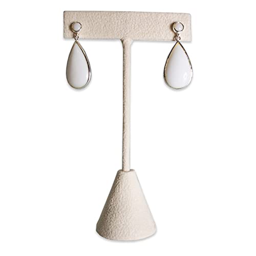6Pcs Set Earring T Stand Display Set, Jewelry Display Stand for Showroom and Tradeshow Showcase Displays, various materials, 4 1/2 H in; 5 3/4 H in; 6 3/4 H in (Beige Suede) - color: Beige Suede