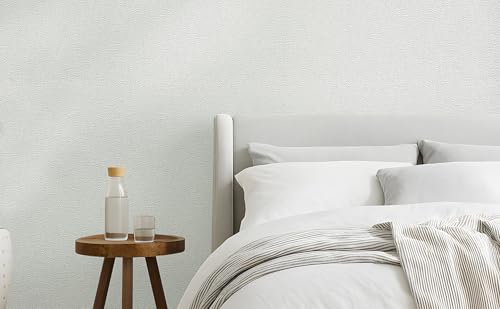Fabric Grasscloth Texture Self-Adhesive Wallpaper Linen Peel and Stick Wallpaper Easy to Apply Removable Easy to Clean for Bedroom Livingroom Cabinet 16.5inx236.2in -White - color: White