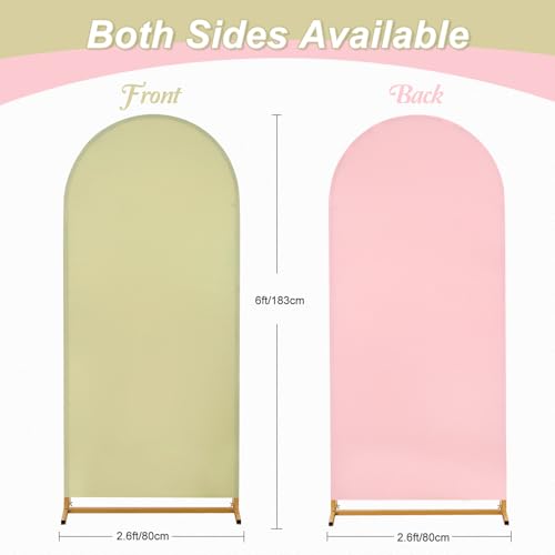 Arch Cover 6ft Double-Sided Arch Backdrop Cover Spandex Wedding Arch Stand Cover for Party Birthday Baby Shower Bridal Gender Reveal Boy or Girl Decoration(Double Color,Pink&Green) - color: Green+Rose Pink, size: 2.6ftx6ft