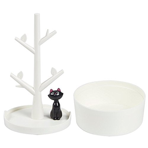Fantasee Cute Cat Jewelry Tree Organizer for Kids, Earring Bracelet Hair Tie Storage Holder for Little Young Girl, Premium ABS Material (Pink)