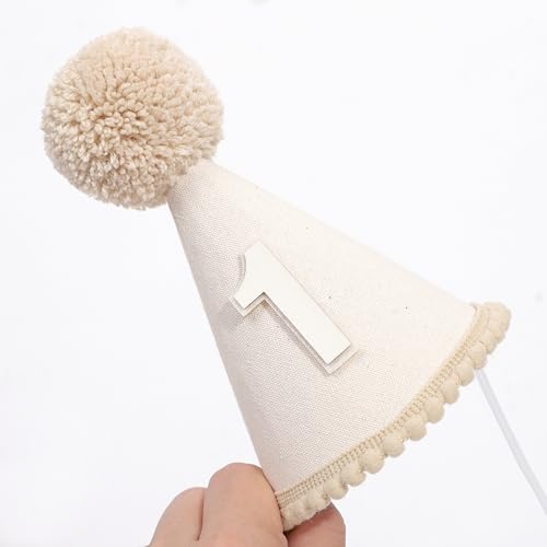 Boho First Birthday Hat-Natural 1st Birthday Boho Decorations,One Birthday Costume Headwear,Cake Smash Photo Prop - color: Beige