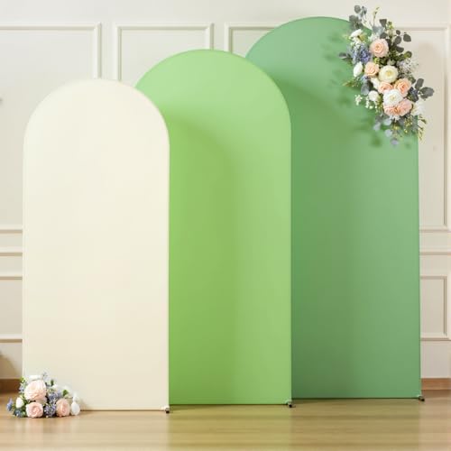 Green Arch Backdrop Cover Set of 3 Gradient Green Cream Wedding Arch Covers Spandex Backdrop Stand Cover for Birthday Party Ceremony Bridal Baby Shower Banquet Decoration 4FT 5FT 6FT - color: Gradient Green, size: 4FT+5FT+6FT