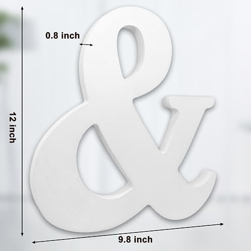 AOCEAN 12 Inch White Big Wood Letters Unfinished Wooden Letters for Wall Decor Decorative Standing Letters Slices Sign Board Decoration for Craft Home Party Projects (&) - color: &