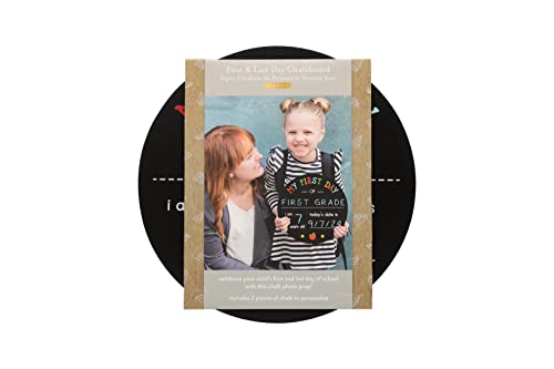 Kate & Milo First and Last Day of School Chalkboard Sign, Reversible Round Back to School Photo Prop with Chalk, Kids Milestone Board - style: Round School Days Chalkboard