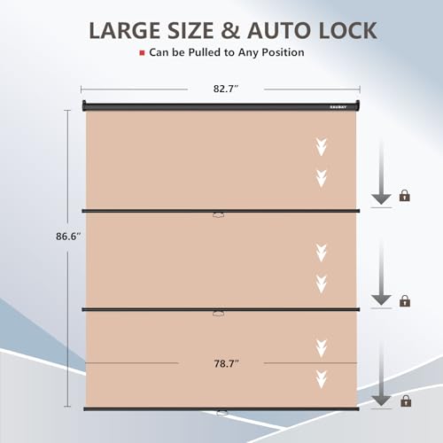 RAUBAY Retractable Pull Down Beige Screen Backdrop - 78.7" x 86.6" Collapsible Wall-Mount Nude Background for Professional Video Production, Photography, TikTok and Video Conferencing - color: Beige, size: Wider(78.7 x 86.6in)