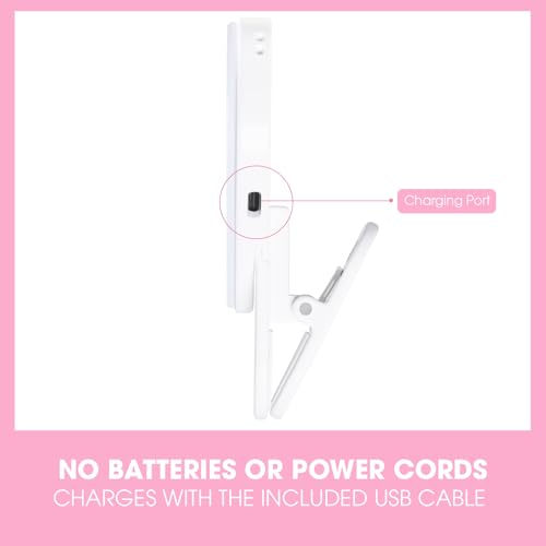 RIKI LOVES RIKI Sweetheart Clip-On LED Makeup Mirror & Selfie Light - Portable Phone Light Clip for Perfect Selfies & Makeup Tutorials | Three-Stage Dimming, Rechargeable - color: White