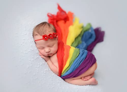 Newborn Monthly Baby Photography Props Rainbow Wraps for Boy Girls Photo Shoot Outfits Blanket