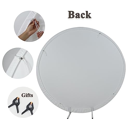 7.2x7.2ft Happy Birthday Round Backdrop Cover Polyester Black Background for Photography Circle Backdrop Cover Baby Shower Birthday Party Decoration Banner Photo Booth Props - size: 7.2x7.2ft-Diameter