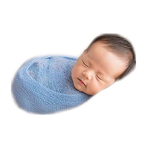 Coberllus Newborn Baby Photo Props Wrap Cloth Blanket Swaddle for Boys Girls Photography Shoot (Blue) - color: Blue
