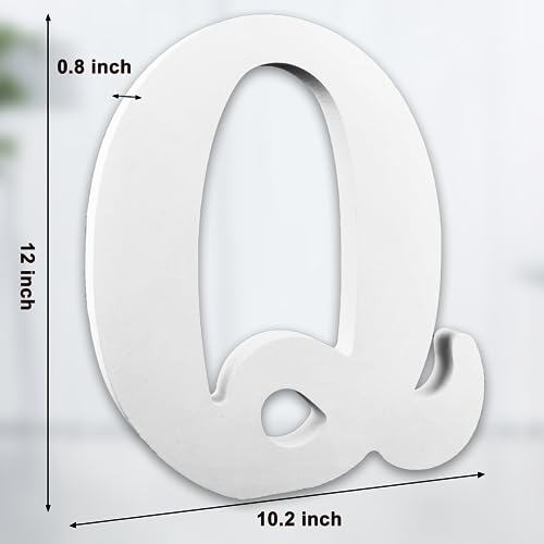 AOCEAN 12 Inch White Big Wood Letters Unfinished Wooden Letters for Wall Decor Decorative Standing Letters Slices Sign Board Decoration for Craft Home Party Projects (Q) - color: Q