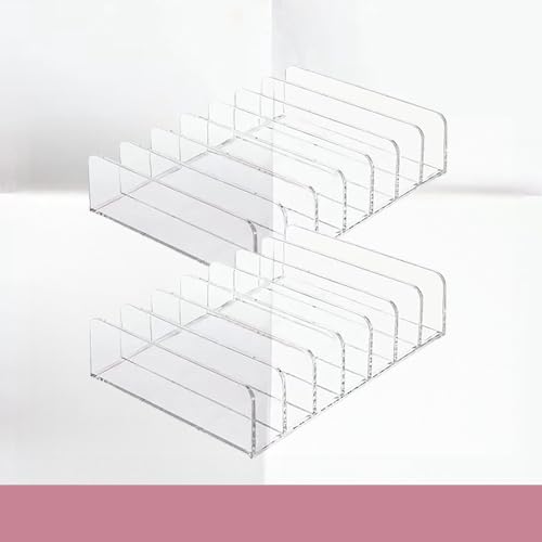 WECHENG 2 Pack Acrylic Eyeshadow Makeup Palette Organizer: Makeup Organizer for Drawer - 7-Section Cosmetic Display Case for Bathroom Vanity Countertop - Clear Cosmetic Organizer Storage Accessories - size: 7 Section L+L