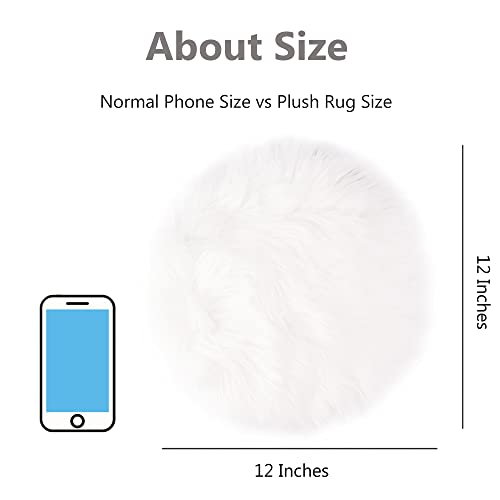 2Pack 12’’ Small Faux Fur Cushion Fluffy Plush Area Rug, Small Product Photo Background & Luxury Photo Props, Great for Tabletop Photography, Jewelry, Nail Art, Home Decor (Round, White + Pink) - color: Round, White + Pink