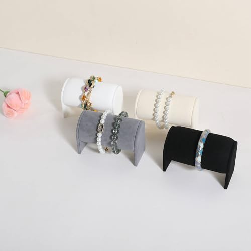 Grey Bracelet storage organizer for boutique store, Velvet watch display stand for selling, Woman jewelry bangle holder for countertop home decor【Bracelet holder-Grey】 - color: Grey