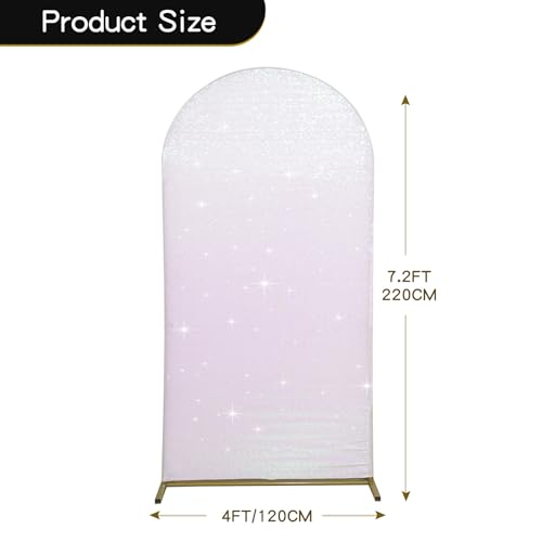PartyDelight Arch Backdrop Cover 7.2FT Sparkly Iridescent White Sequin Wedding Back Drop Fitted Arch Stand for Birthday Party Decoration - color: Iridescent, size: 7.2FT