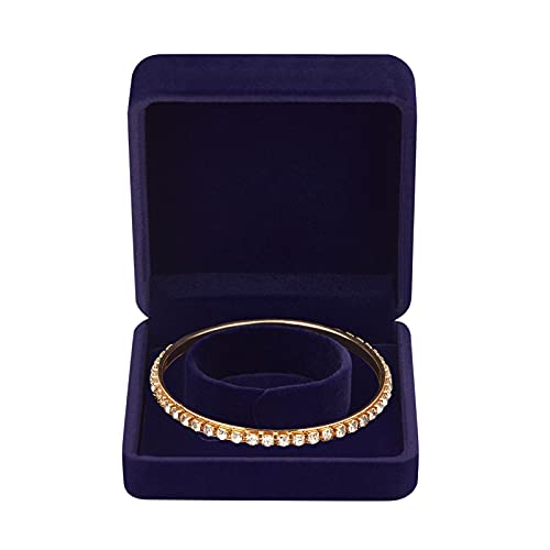 LETURE 4 Pieces Classic Velvet Bracelet Bangle Pendant Necklace Gift Box, Travel Jewelry Box Display Storage Case for Gift, Wedding, Engagement, Proposal, Birthday (4PCS Bracelet-BLUE) - color: 4PCS Bracelet-BLUE
