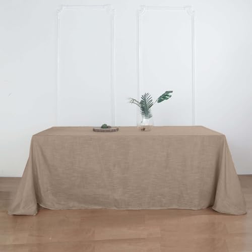 Efavormart 90"x156" Taupe Rectangular Tablecloth, Linen Table Cloth with Slubby Textured, Wrinkle Resistant for Weddings, Birthdays, Party, Banquet, Kitchen Table Decorations - color: Taupe, size: 156" x 90" (Rectangular)