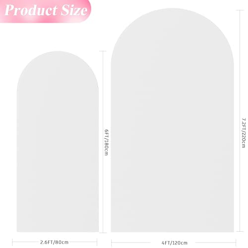 Wokceer Wedding Arch Backdrop Cover 7.2FT, 6FT Spandex Fitted White Arch Covers 2 Set Round Top Chiara Arches Backdrop Cover for Birthday Party Ceremony Banquet Decoration - color: White, size: 7.2FT,6FT