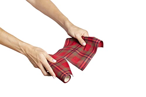 MY DRAP Luncheon Napkins 20 x 20 cm / 7.8" x 7.8" - (12 Per Roll, Cotton Red Tartan Xmas) - color: Cotton Red Tartan Xmas