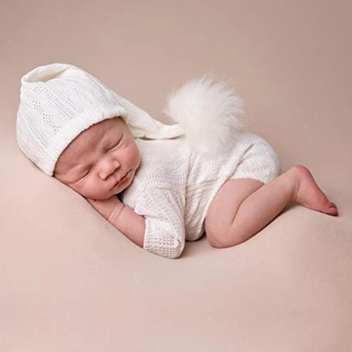 Christmas Newborn Baby Photo Shoot Props Outfits Crochet Clothes Santa Claus Red Hat Pants Photography Props - color: White