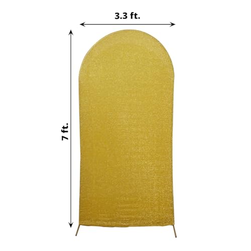 Efavormart 7ft Gold Chiara Arch Backdrop Cover, Metallic Spandex Double-Sided Arch Stand Cover, Wrinkle-Free for Wedding Ceremony - color: Gold, size: 7 FT
