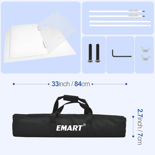 EMART Backdrop Stand, 6.5x10 ft Adjustable Photo Background Pipe and Drape Photography Kit with Heavy Duty Metal Flat Base for Parties, Wedding, Video Studio, Birthday - White - color: White