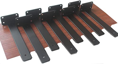 4 Pack - 11 inch Black Hidden L Shelf Bracket (1/5 Inch Thicked) Iron Floating Shelf Brackets Rustic Industrial Metal Brackets for Shelf Support - size: 11 Inch, style: Black 4 Pack