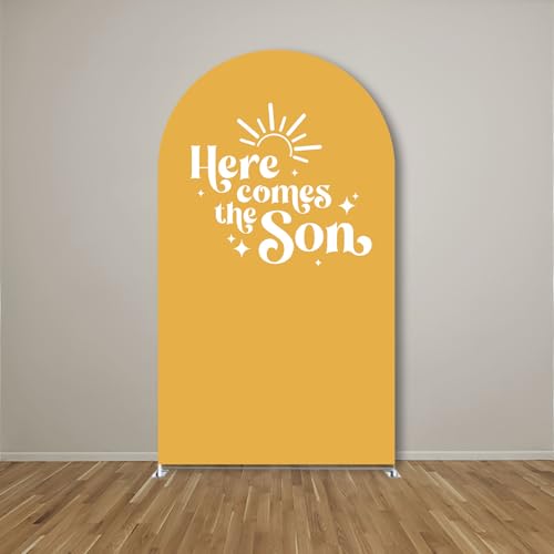 Arch Backdrop Cover Here Comes The Son Baby Shower Double-Sided Arch Spandex Cover Sun Sunrise Rainbows Birthday Party Fiesta Decorations Supplies (3X5ft,G-3827) - color: G-3827, size: 3X5ft