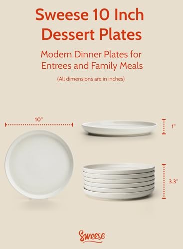 Sweese Porcelain Dinner Plates Set, 10 Inch, Round Salad Plates, Dove Gray - Dishwasher, Microwave Oven Safe - color: Light Grey, size: 10 Inch